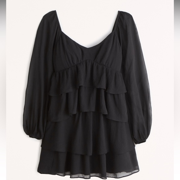 Abercrombie Long-Sleeve Ruffle Tiered Mini Dress - Picture 1 of 2